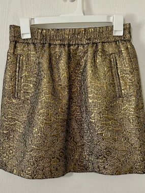 Skirt Gold Brocade Metallic Mini Glam Rocker Holiday